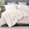 Faux rabbit fur bubble fleece blanket 50x60 inches, thickened and warm decorative blanket